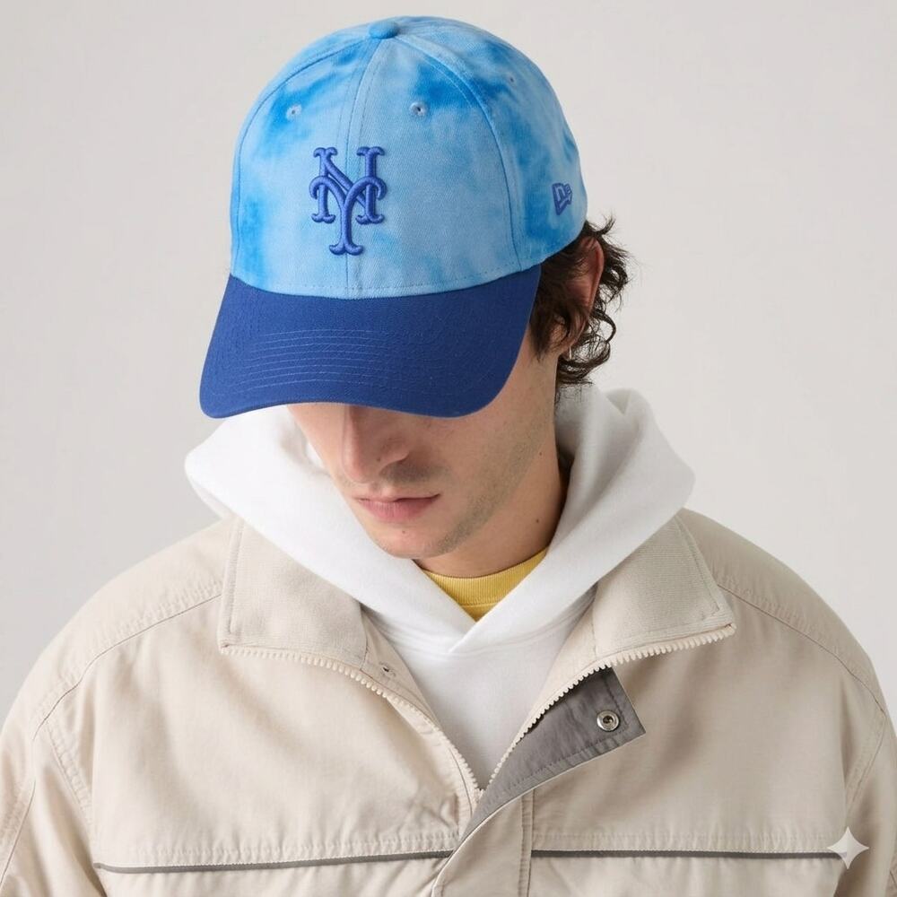 New Era NY Mets Tie Dye Blue 39THIRTY Fitted Hat MLB Cap M-L Unique Streetwear